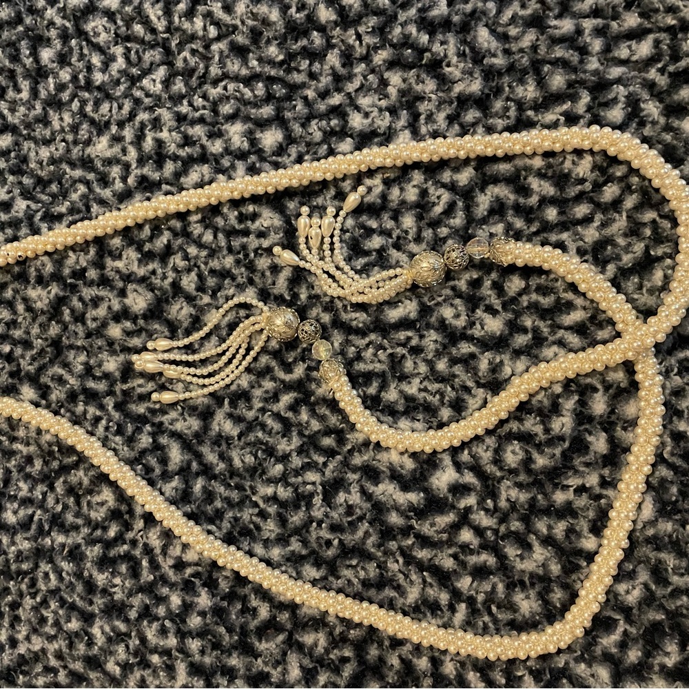 Vintage Pearl Rope Necklace length 45 in